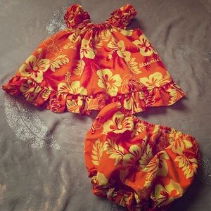 Ali's Fashion Hawaii Baby Girls Floral Ruffle Dress Top w/Diaper Cover